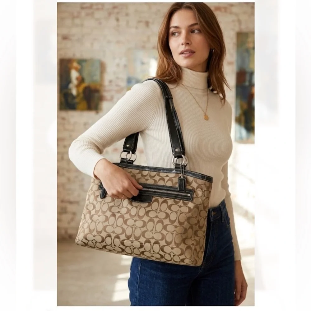 Coach Y2K Brown and Black Signature Tote